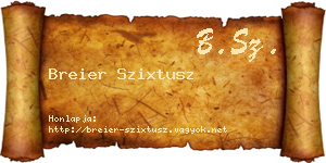 Breier Szixtusz névjegykártya